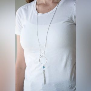 Offshore Odyssey Paparazzi Silver Blue Stone Necklace & Earrings Set